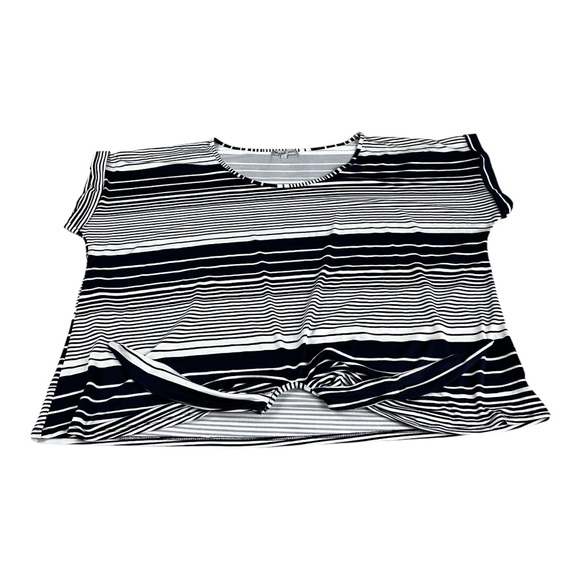 M.I.K.O. Plus Blue and White Pullover Striped Cap Sleeve Top Size 2X - Picture 6 of 13